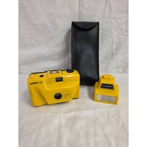 Vintage Ultronic Yellow 35mm Focus Free Film Camera w/ Flash & Case